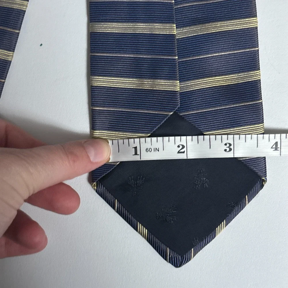 Brooks Brothers Makers‎ Tie Navy Gold Striped 100% Silk Classic Business USA